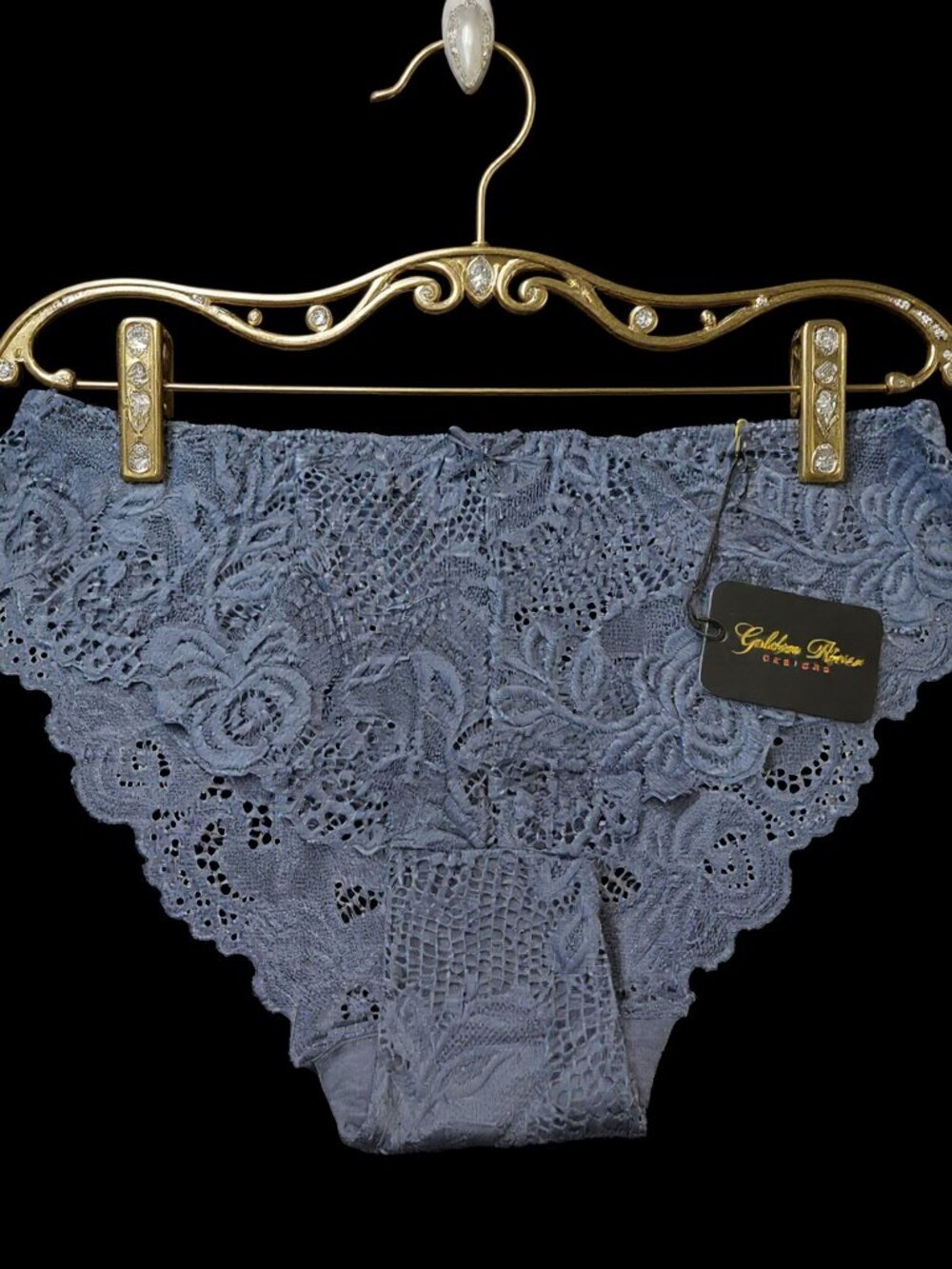 Brand New Floral Lace Panties - Sapphire Blue